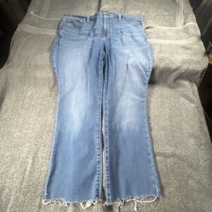 Madewell Cali Demi Boot Jeans Womens 33 Blue Denim Stretch Logo Distressed 38x28